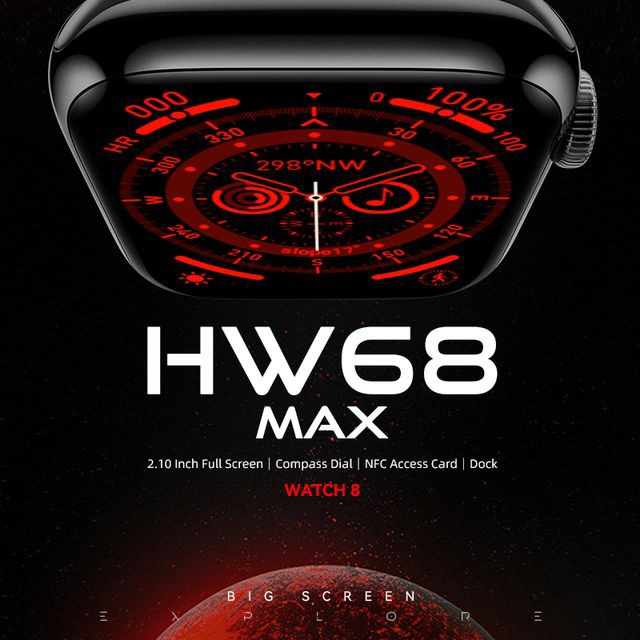 ساعت هوشمند طرح اپل واچ سری 8 مدل HW68 MAX دارای قطب نما